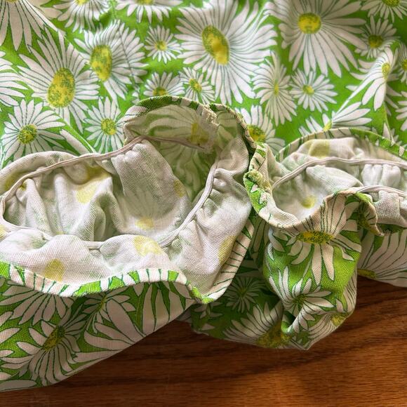 Vintage 70s Floral Bloomer Shorts Sz XS Elastic Waist Cottage Boho Ruffle Girly - Picture 2 of 4